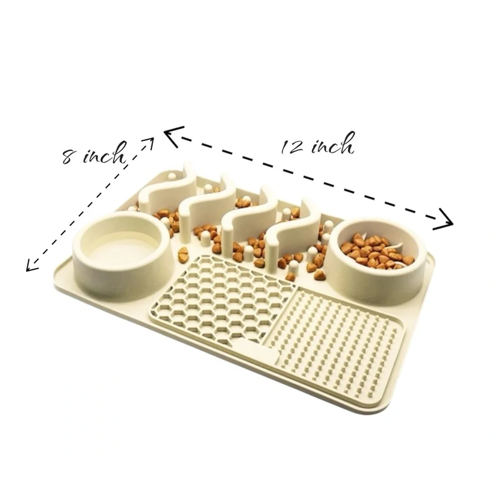 Slow Feeder Bowl Water Bowl Licking Mat for Dog Cats Food Mat Anxiety Relief